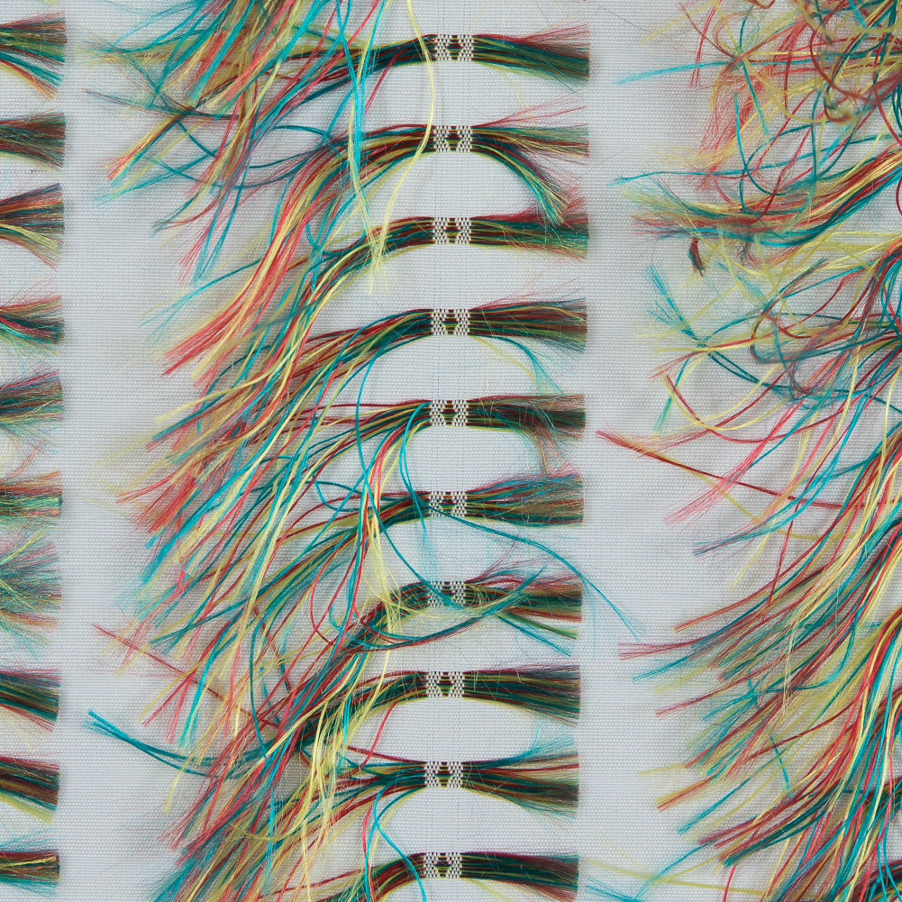 Optic White and Multicolor Eyelash Fringe Fabric - Joann Fabrics