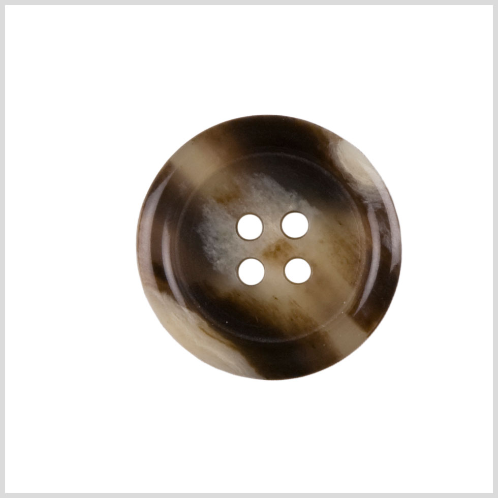Plastic 4-Hole Button - 40L/25.5mm - Dark Brown and Cream Streaks and Swirls - Joann Fabrics