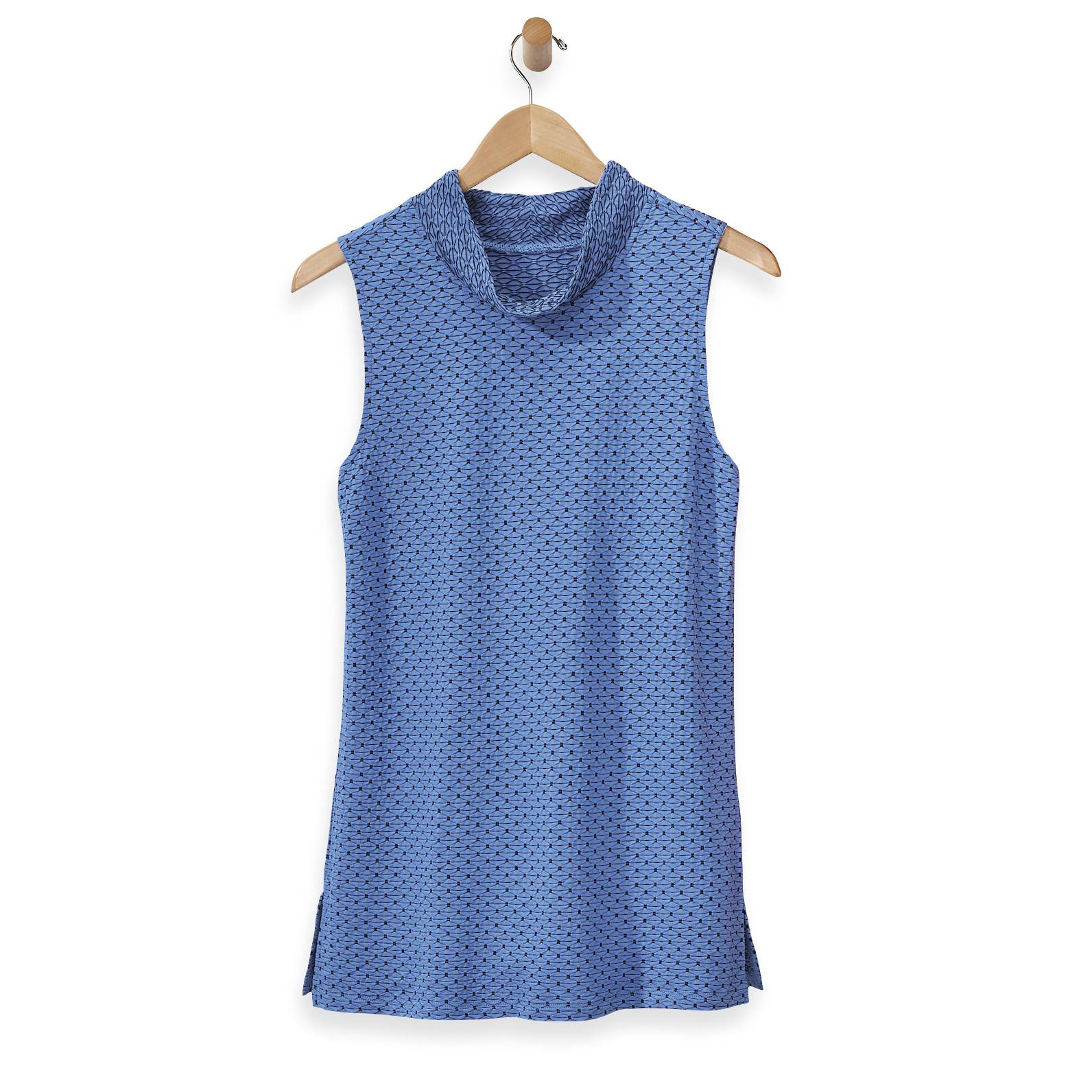 Textured Sleeveless Top, Draped Neck, Side Slits - Northstyle Catalog