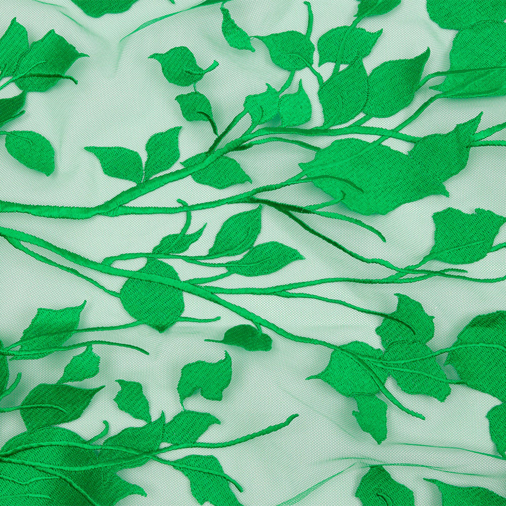 Embroidered Tulle Lace - Green Leafy Branches - Magnolia Collection - Joann Fabrics
