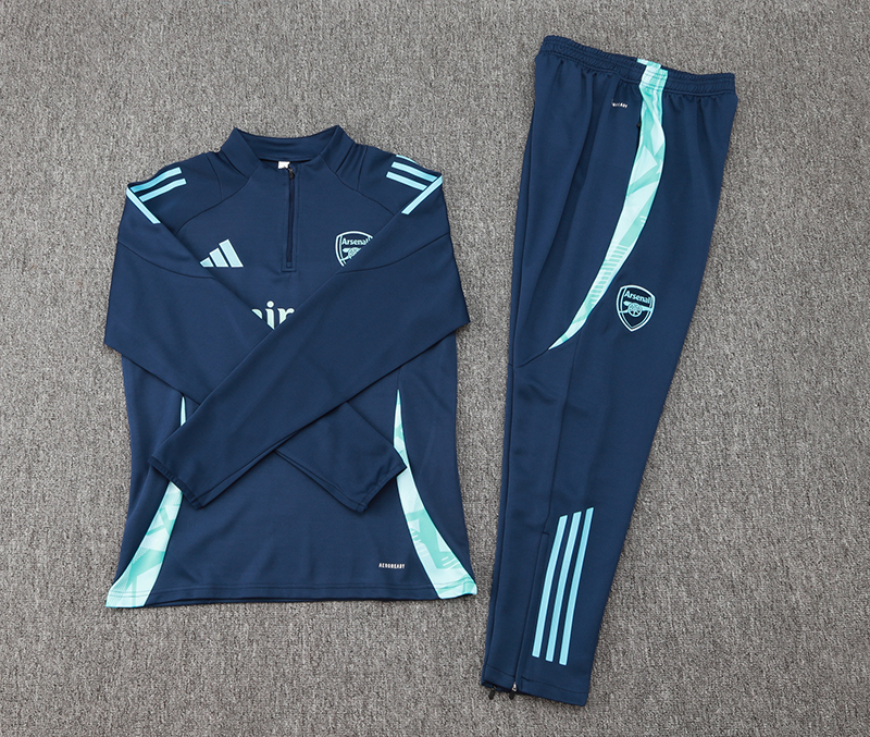 2024/2025 Arsenal Half-Pull Training Suit Royal Blue Football Shirt 1:1 Thai Quality Set