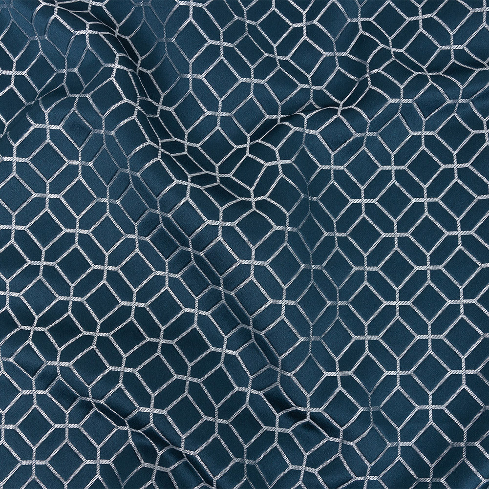Polyester Jacquard - Indigo Tiled Geometric - British Imported - Joann Fabrics