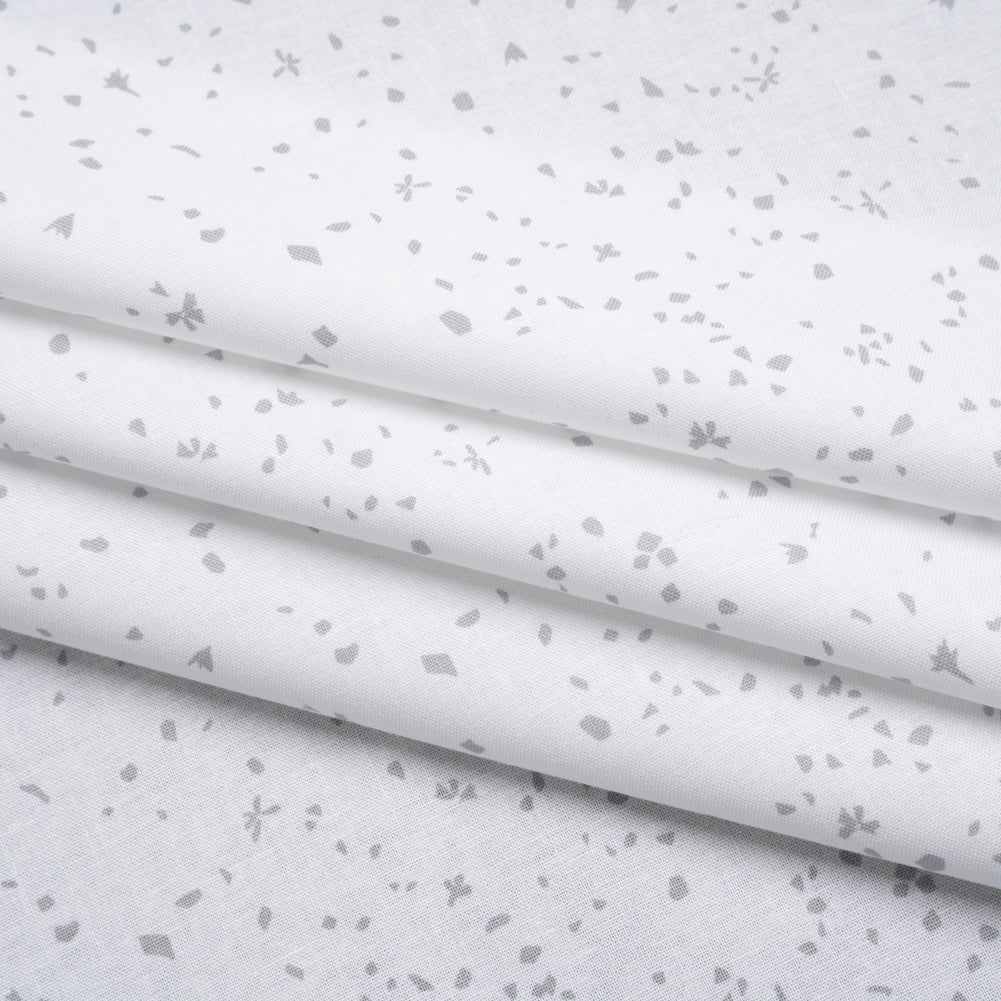 Printed Quilting Cotton by Ghazal Razavi for FIGO Studio - White and Gray Petals - Dovetail Collection - Joann Fabrics