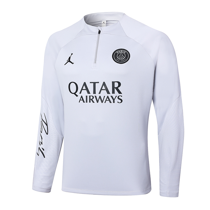 2023-2024 Psg Paris Saint-Germain Half-Pull Training Suit Light Gray Set