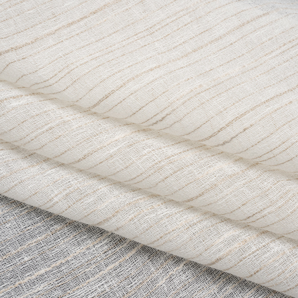 Creped Gauzy Double Wide Drapery Sheers Fabric - Driftwood Slubbed Stripes - British Imported - Joann Fabrics