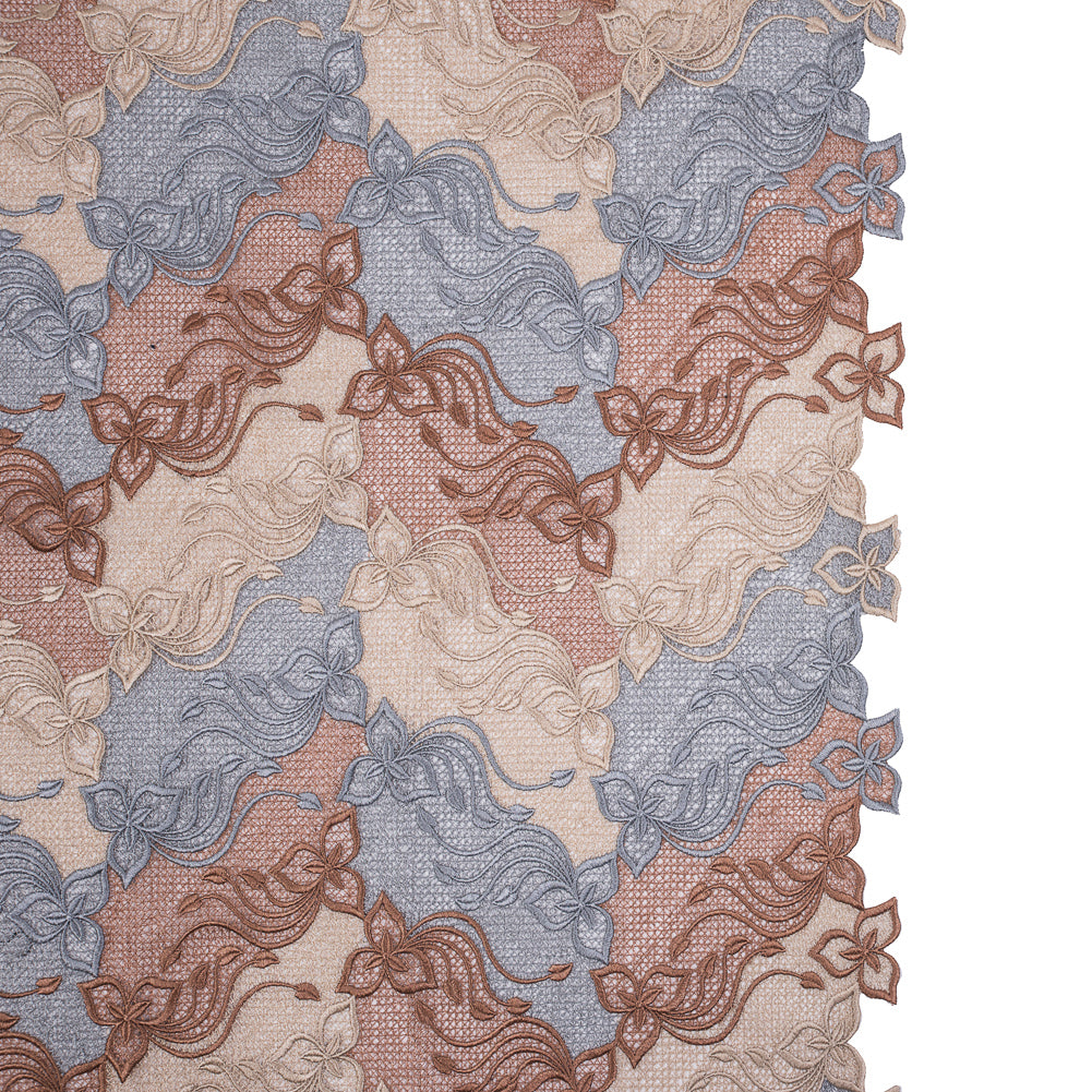 Guipure Lace - Copper, Gray and Cream Tri-Color Floral Chevrons - Joann Fabrics