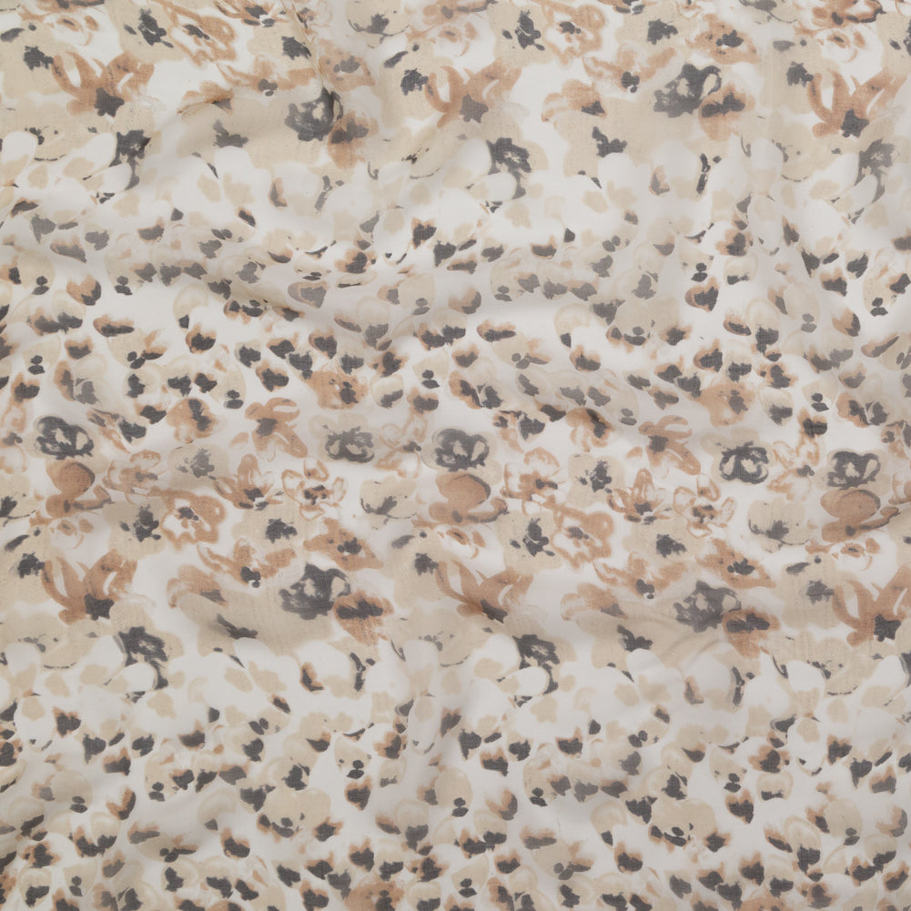 Candied Ginger, Chateau Gray and Golden Brown Abstract Silk Chiffon - Joann Fabrics