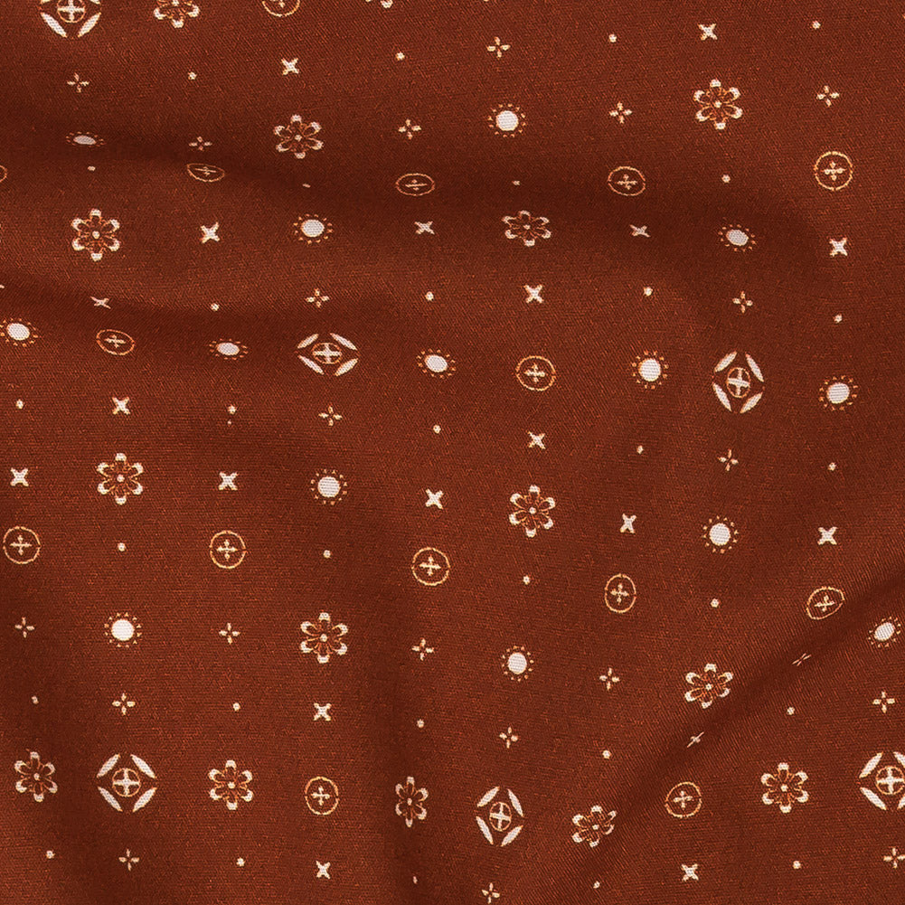 Mood Exclusive Terracotta Celestial Shapes Stretch Cotton Poplin - Joann Fabrics