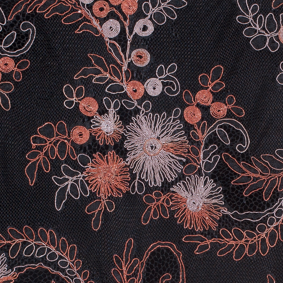 Black/Brown/Beige Scallop Edge Re-Embroidered Lace on Mesh - Joann Fabrics
