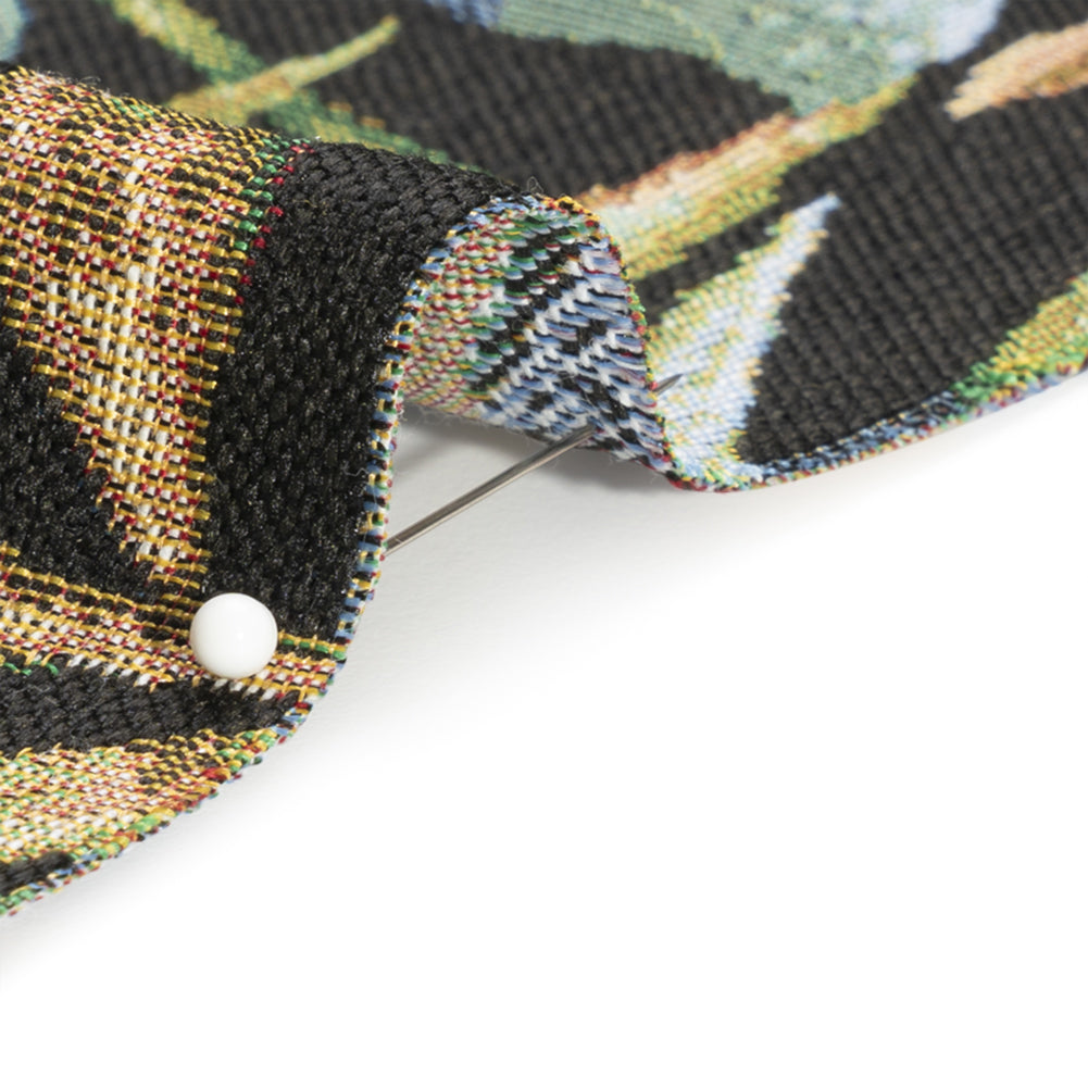 Black and Green Tropical Leaves Polyester and Cotton Jacquard - Joann Fabrics