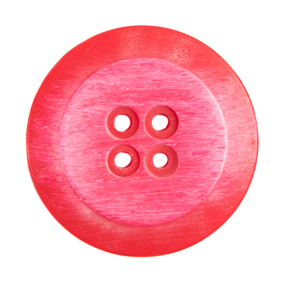 Plastic 4-Hole Button Made in Italy - 54L/34mm - Red and Pink Striations Dish Shaped - Joann Fabrics