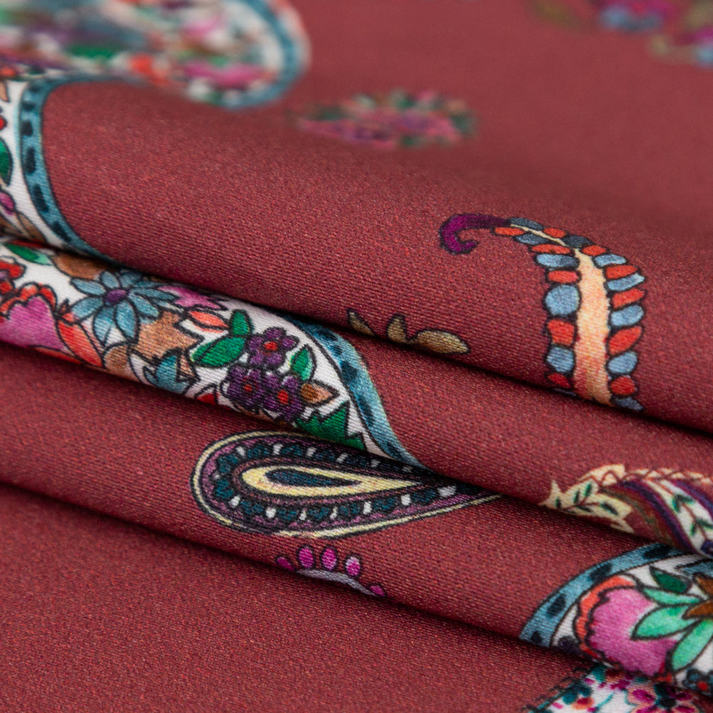 Stretch Cotton Sateen - Red Paisley - Merry Beyond Measure Print - Mood Exclusive Kenko Collection - Joann Fabrics