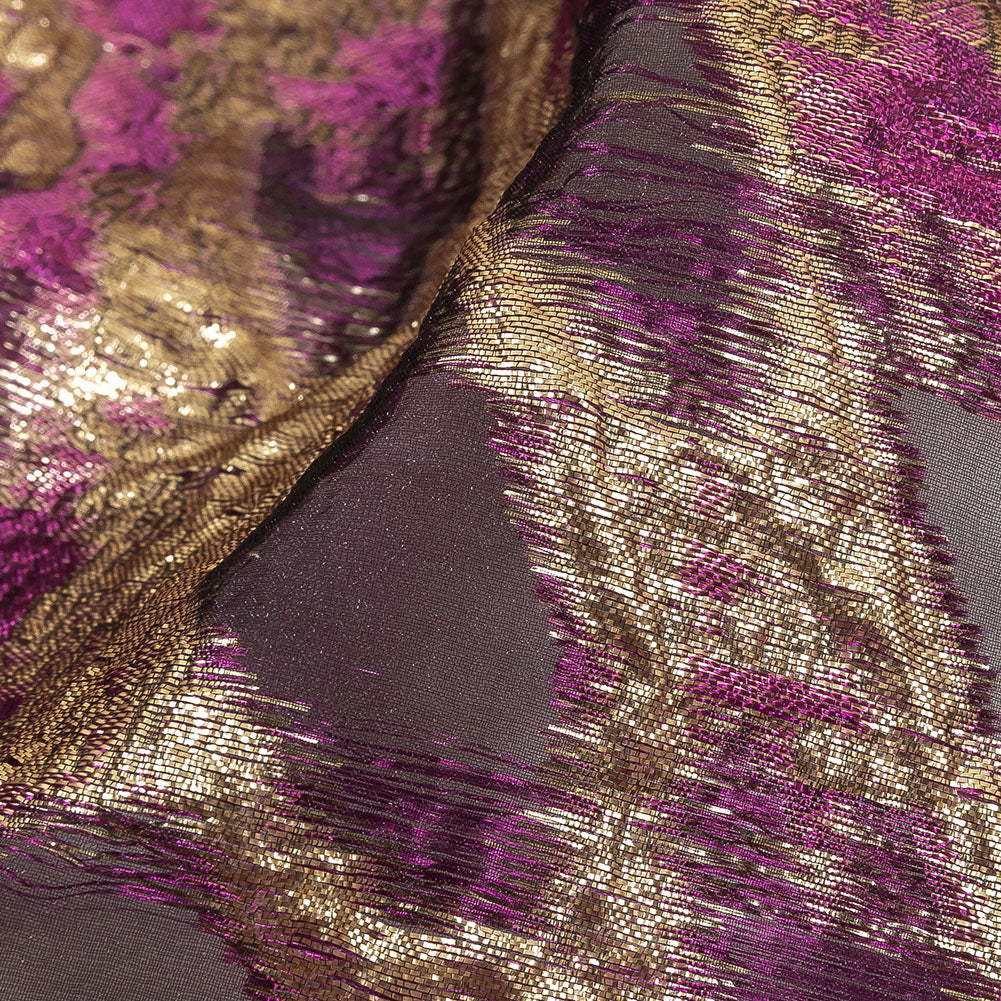 Metallic Purple and Gold Abstract Luxury Burnout Brocade - Joann Fabrics