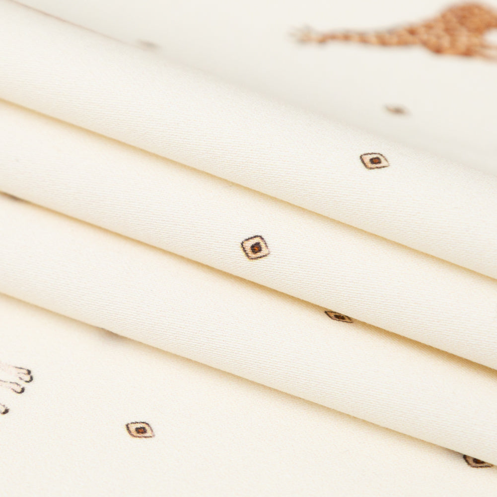 Stretch Cotton Sateen - White Giraffes and Diamonds - Span of Life Print - Mood Exclusive Kenko Collection - Joann Fabrics