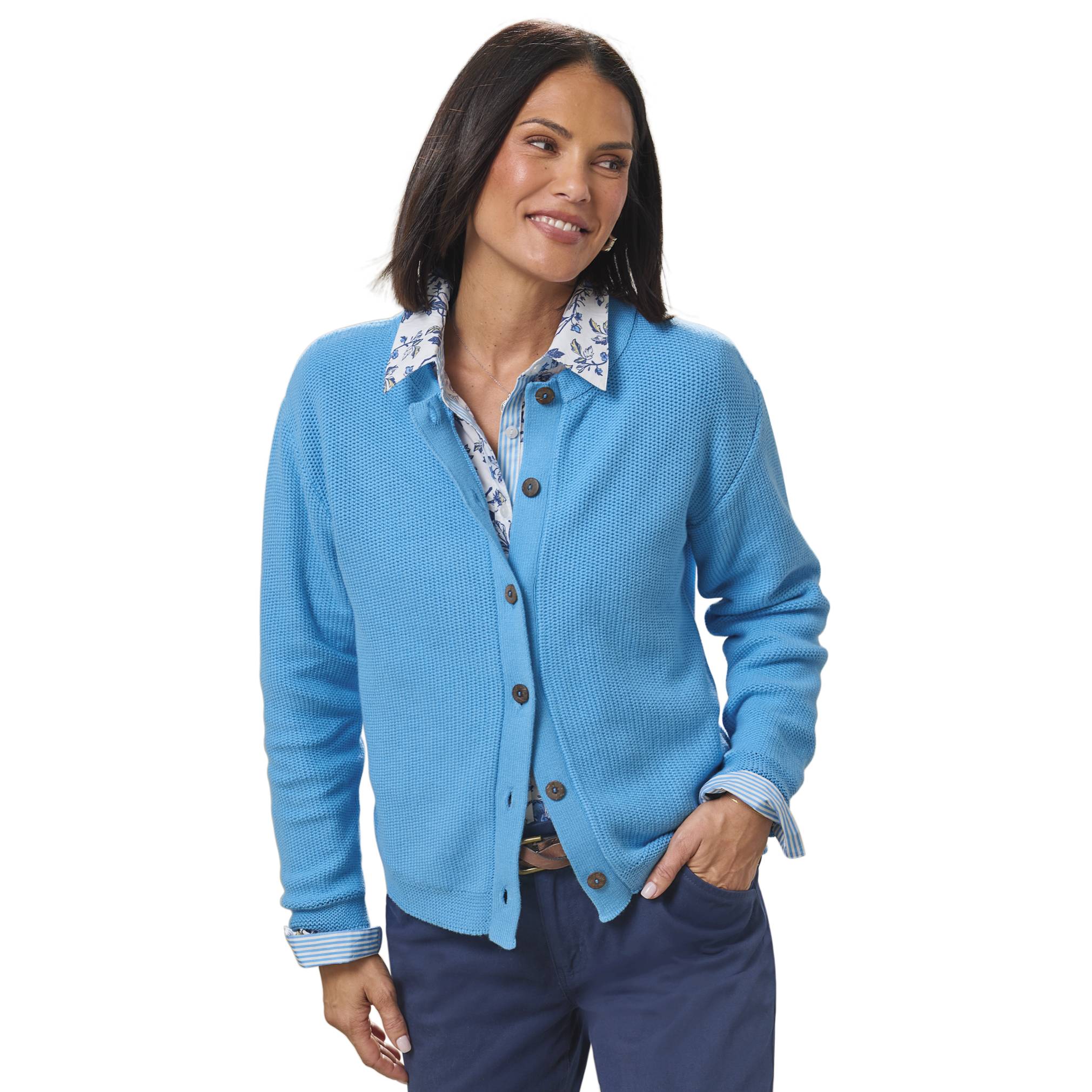 Textured Stitch Cotton Cardigan - Northstyle Catalog