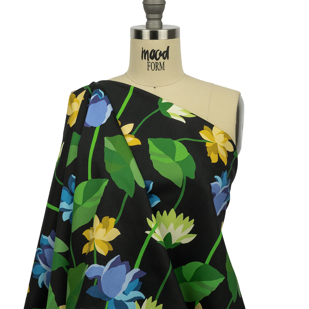 Mood Exclusive Black Highrise Blooms Stretch Cotton Sateen - Joann Fabrics