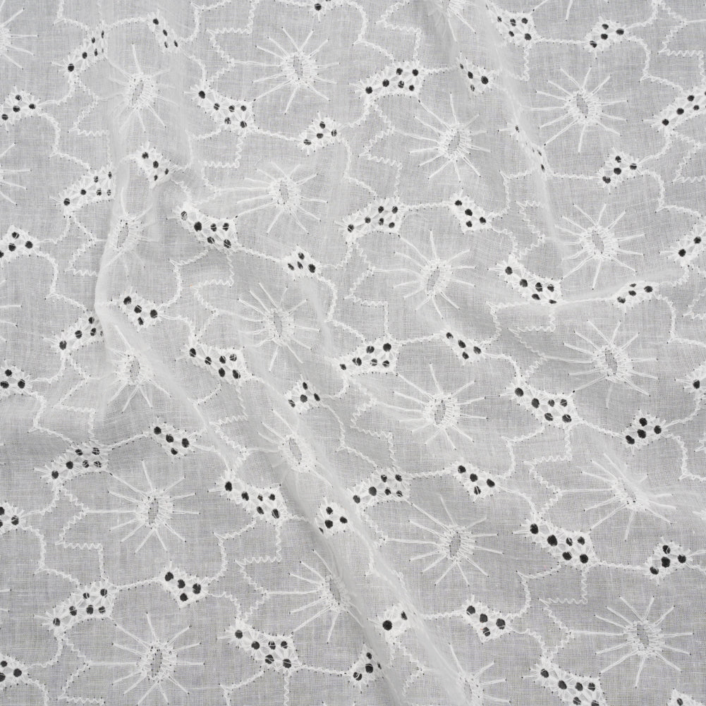 Embroidered Eyelet Cotton Voile - White Cloud Flowers - Naomi Collection - Joann Fabrics