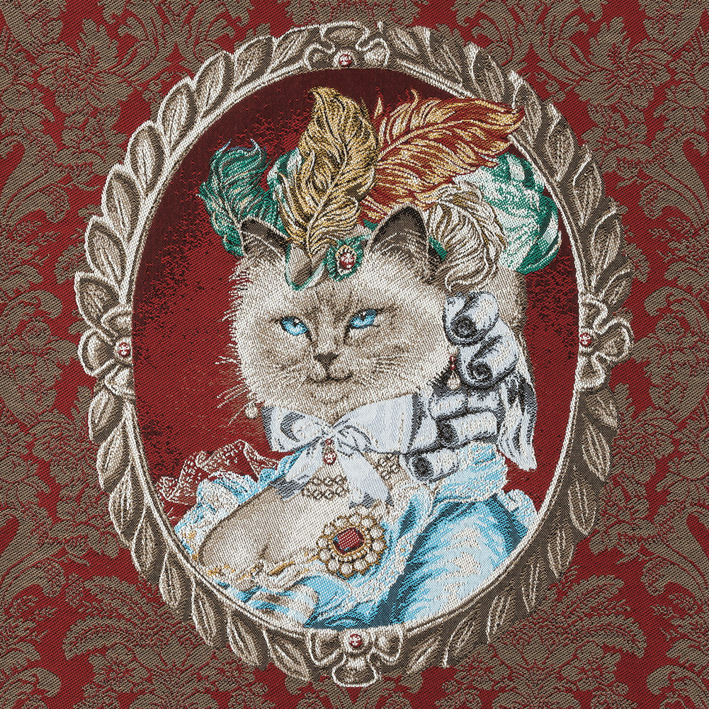 French Burgundy Aristocat Cotton Blend Oversized Square Patch - 18.875