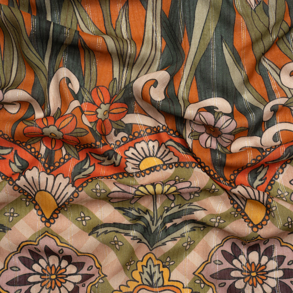 Mood Exclusive Orange Garden Gathering Metallic Pinstriped Viscose Dobby - Joann Fabrics
