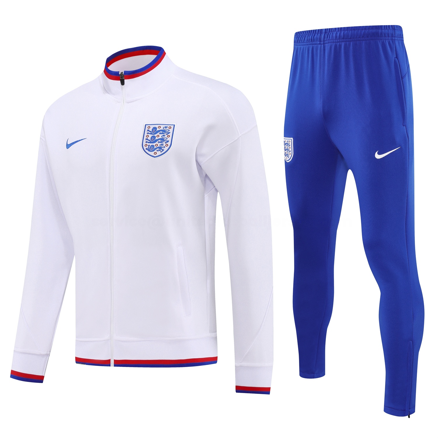 England 2026 Long Sleeve Training Set - White Top and Blue Pants - UnitedFutballJersey