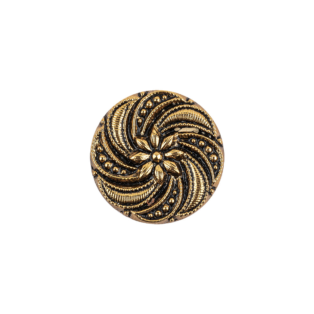 Black and Gold Floral and Swirl Glass Button - 28L/18mm - Joann Fabrics