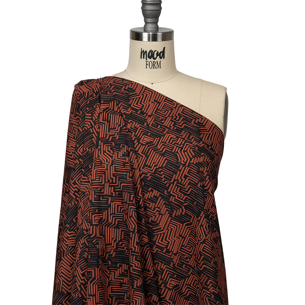 Cotton Voile - Black and Orange Geometric Lines - Ci-Trust the Process Print - Mood Exclusive Citrus Collection - Joann Fabrics
