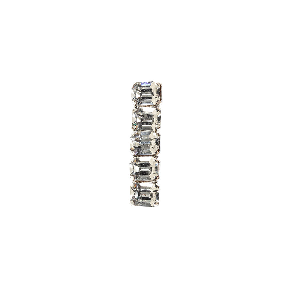 Vintage Clear Rectangular Rhinestones in Silver Setting Ornament - 0.375