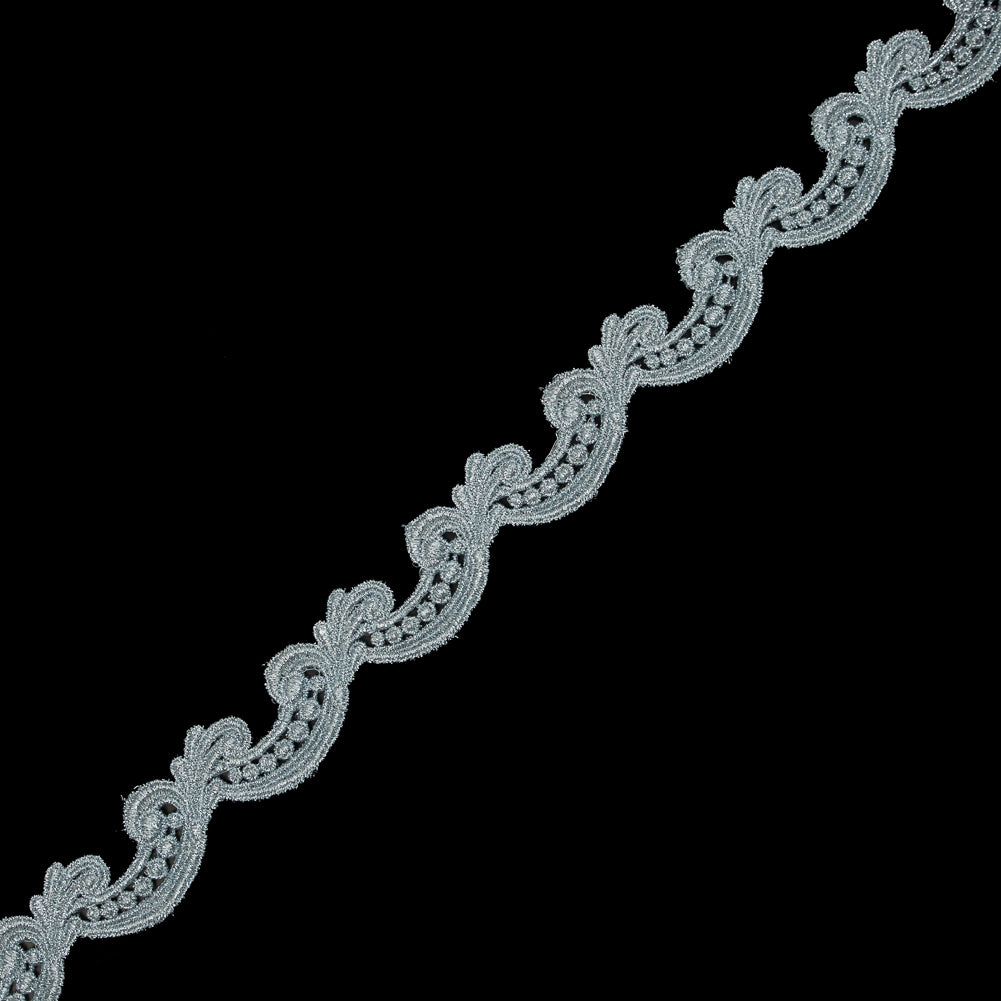 Metallic Ice Blue Guipure Lace Trim - 1.25