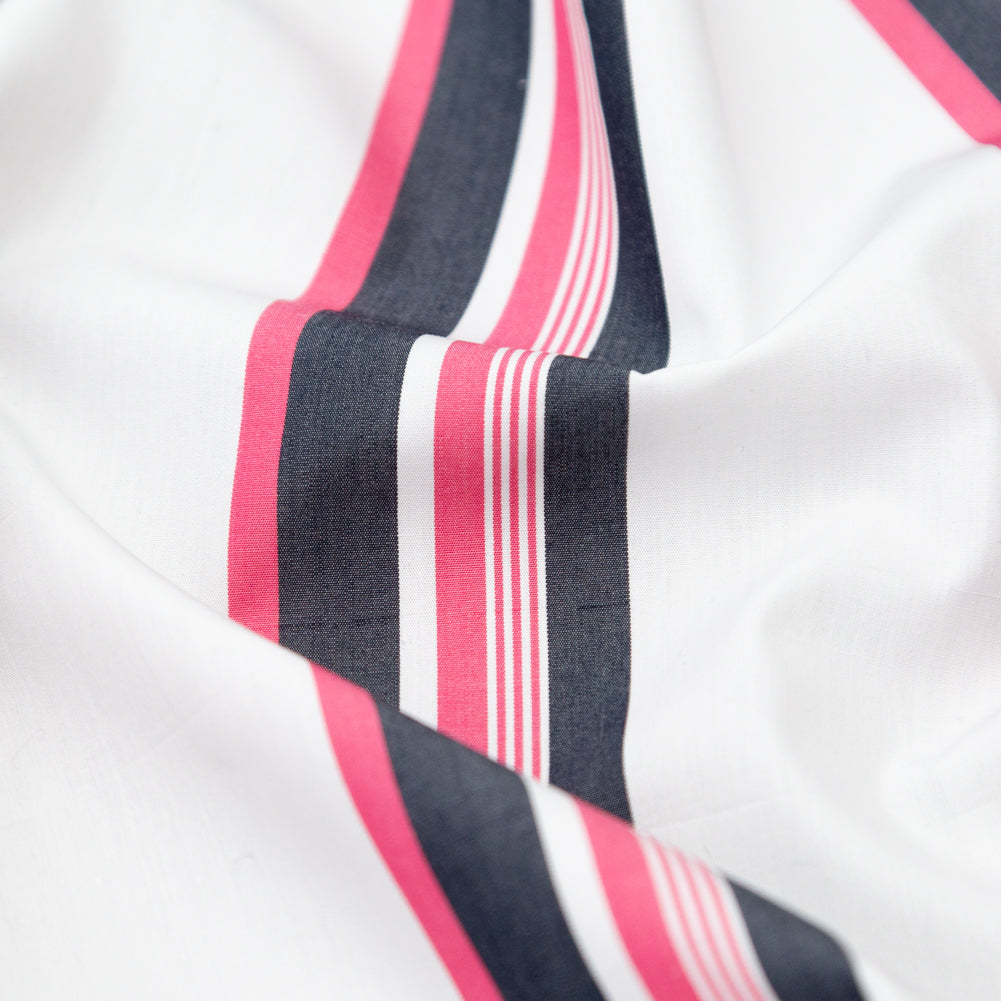 Italian Optic White and Lotus Striped Cotton Shirting - Joann Fabrics