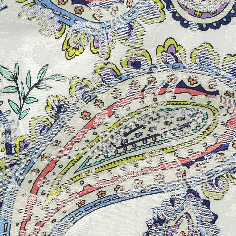 Stretch Floral Jacquard Print - Navy and White Paisley - Mood Exclusive Grandiose Gems - Joann Fabrics