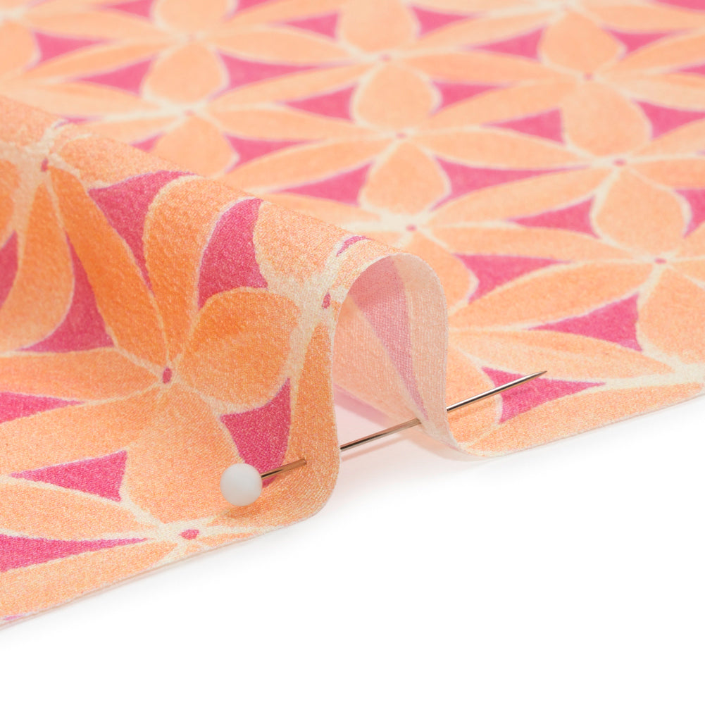 Sustainable Viscose Crepe Print - Peach and Pink Flower Lattice - Mood Exclusive Lovely Lillies - Joann Fabrics