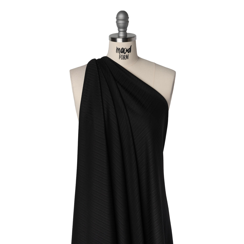 Stretch Polyester Barcode Rib Knit - Black - Designer Deadstock - Joann Fabrics