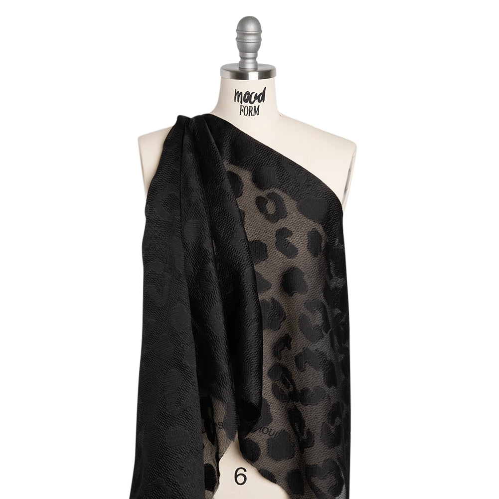 Lightweight Textured Burnout Brocade - Black on Black Animal Spots - Joann Fabrics
