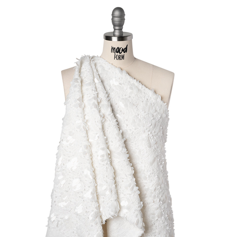 Fuzzy Tweed with Fabric Appliques and Oval Paillette Sequins - White Vines - Joann Fabrics