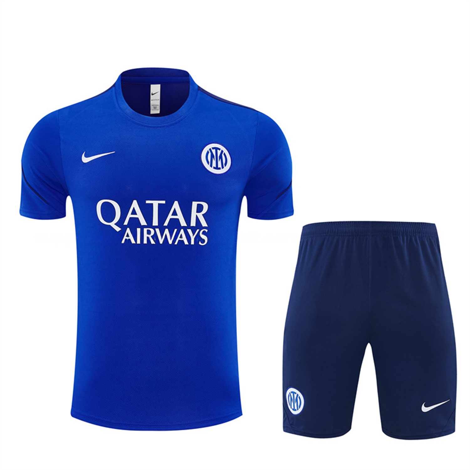 Inter Milan 26-27 Short-Sleeve Kids Training Set - Ocean Blue Top & Deep Blue Shorts - UnitedFutballJersey