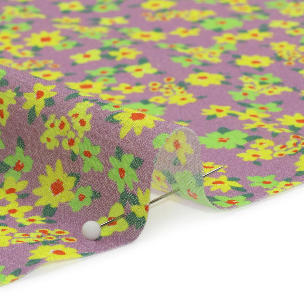 Crinkled Cotton Gauzy Woven Print - Yellow, Green and Lavender - Mood Exclusive Little Lillies - Joann Fabrics