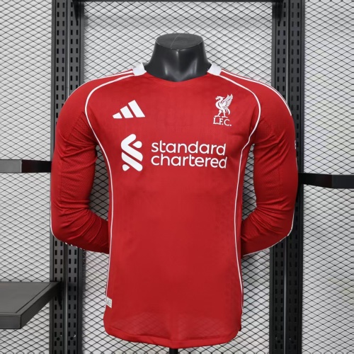 2025/2026 Long Sleeve Liverpool Home Player Version Football Shirt 1:1 Thai Quality