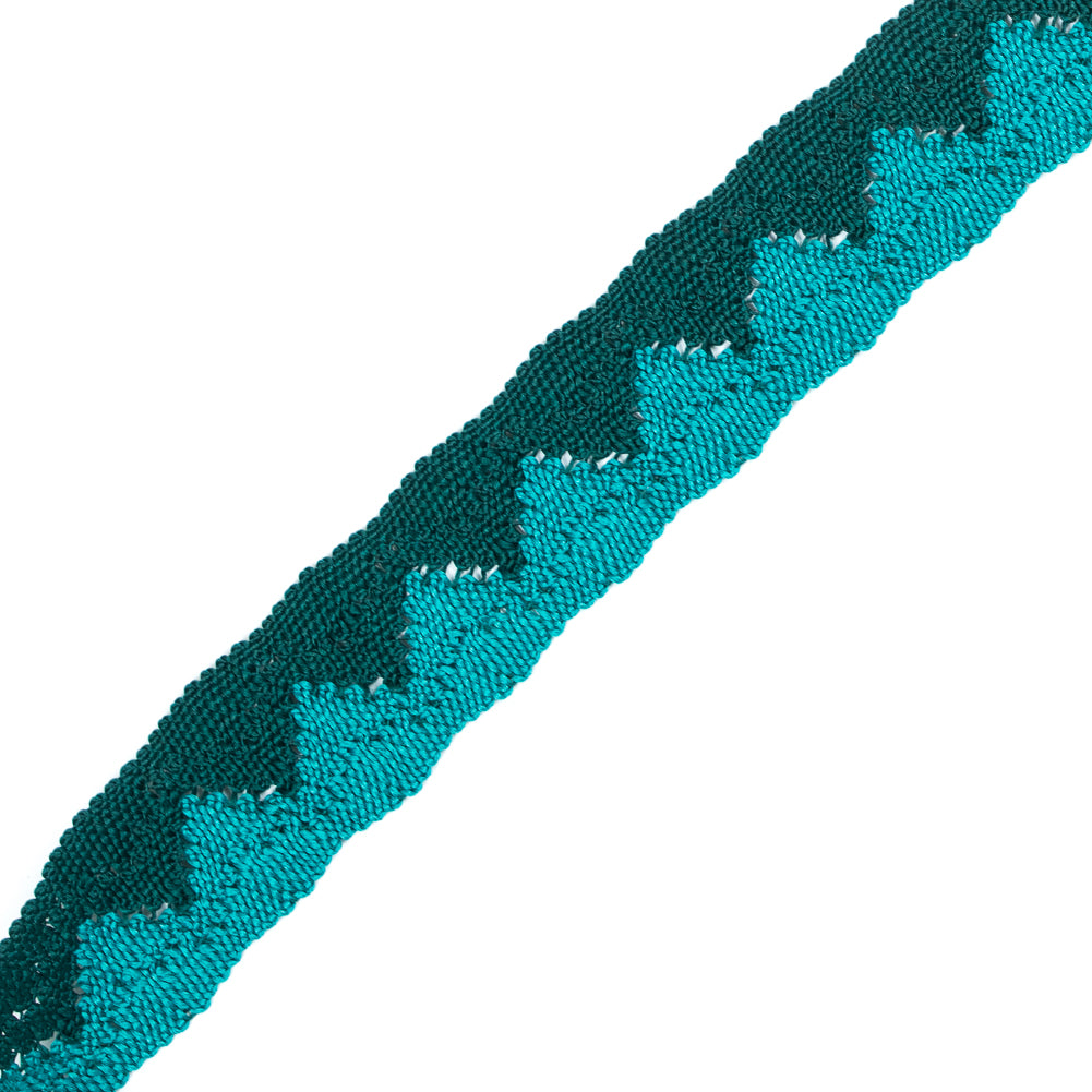 Green Two-Tone European Crochet Trim - 1