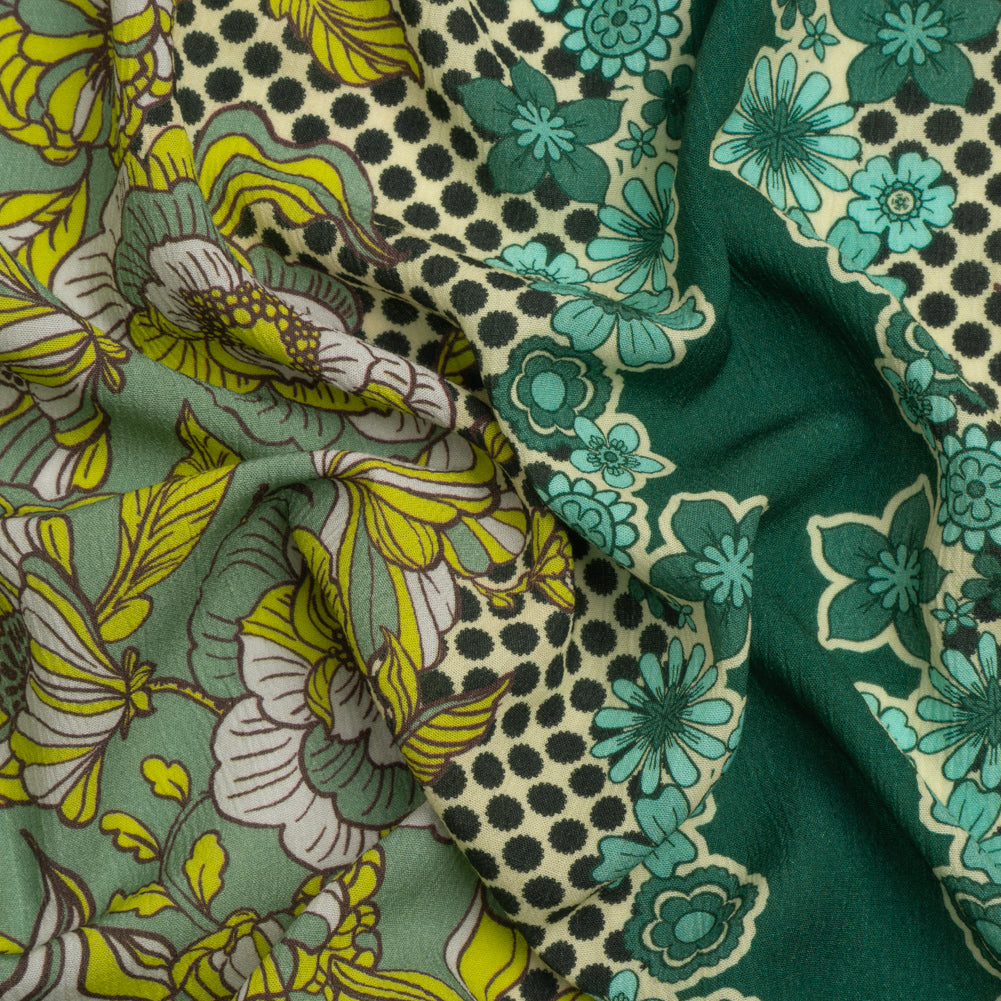 Mood Exclusive Green In Her Hair Crinkled Gauzy Viscose Crepe Panel - Joann Fabrics