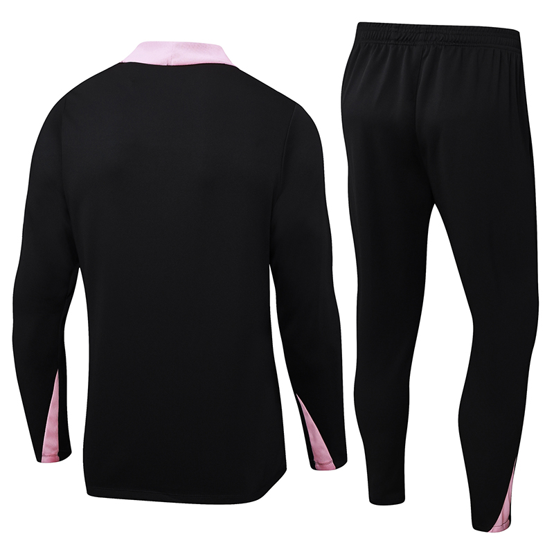 2024/2025 Psg Paris Saint-Germain Half-Pull Training Suit Black with pink Set