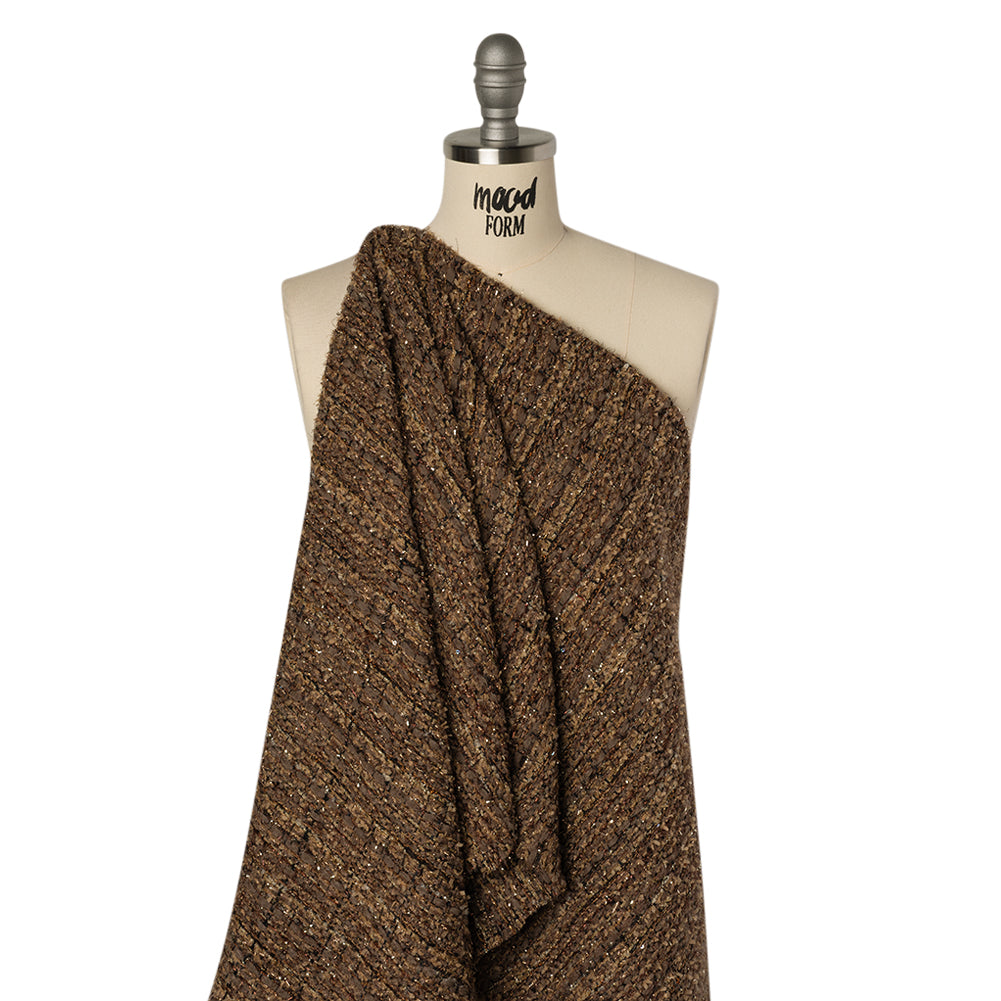 Metallic Polyester and Wool Tweed - Brown and Gold - Joann Fabrics