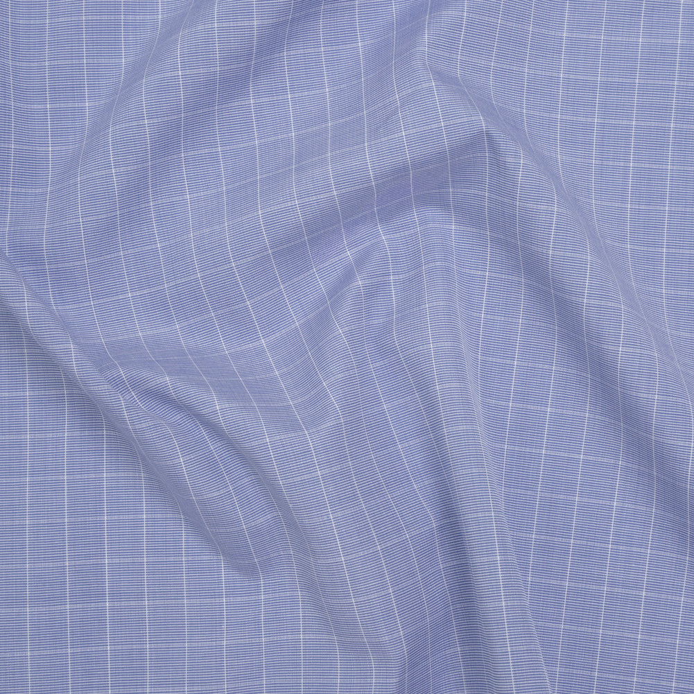 Cotton Shirting - Blue and White Subtle Windowpane Checks - Deadstock - Joann Fabrics