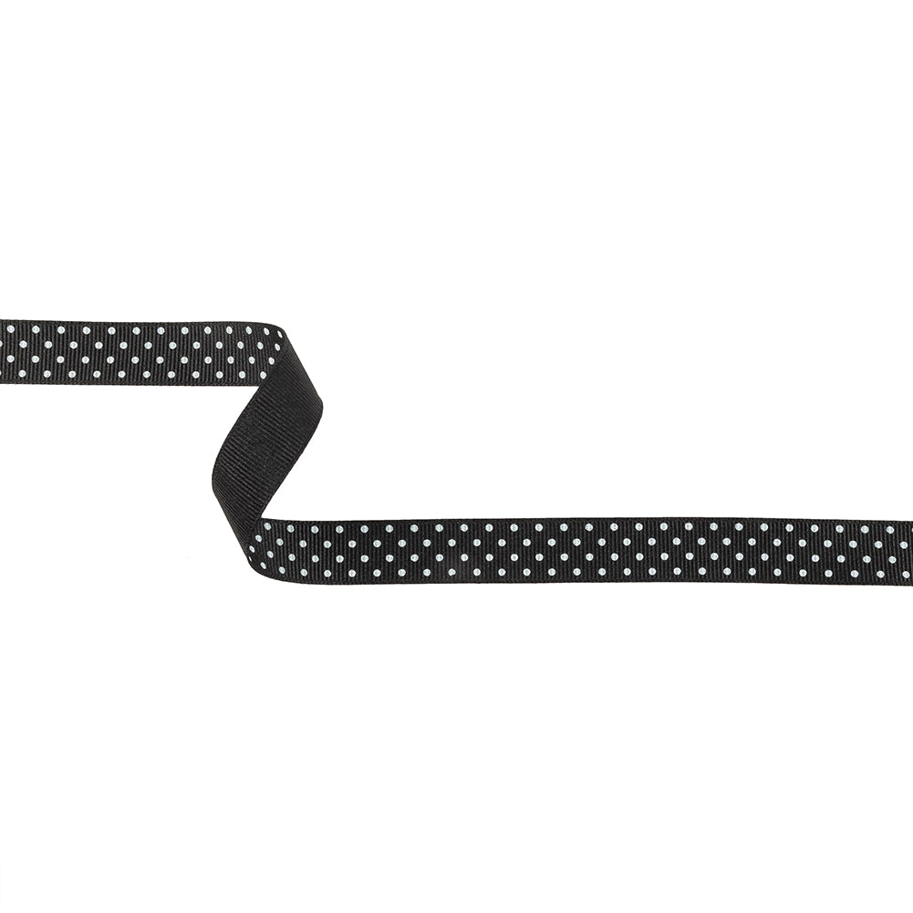 Phantom and White Polka Dots Grosgrain Ribbon - 0.625