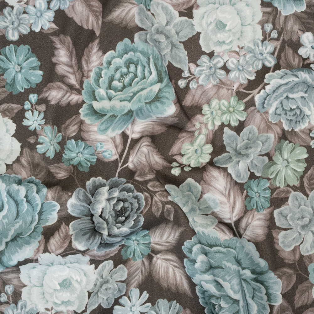 Brushed Cotton Woven - Light Blue, Seafoam and Taupe Flower Garden - Mood Exclusive Soft Bloom Print - Joann Fabrics