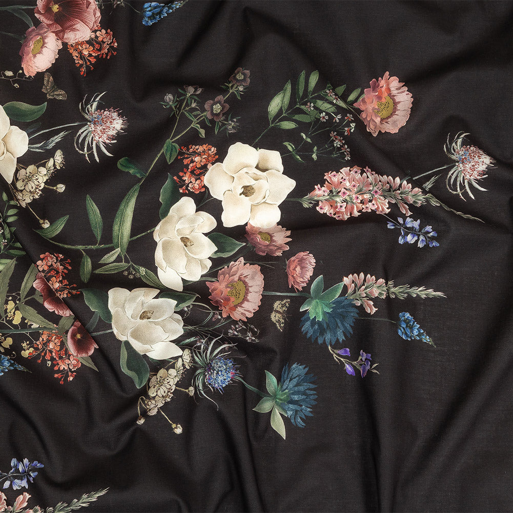 Cotton Voile Print - Black Bean Floral - Mood Exclusive Baroque Bouquet - Joann Fabrics