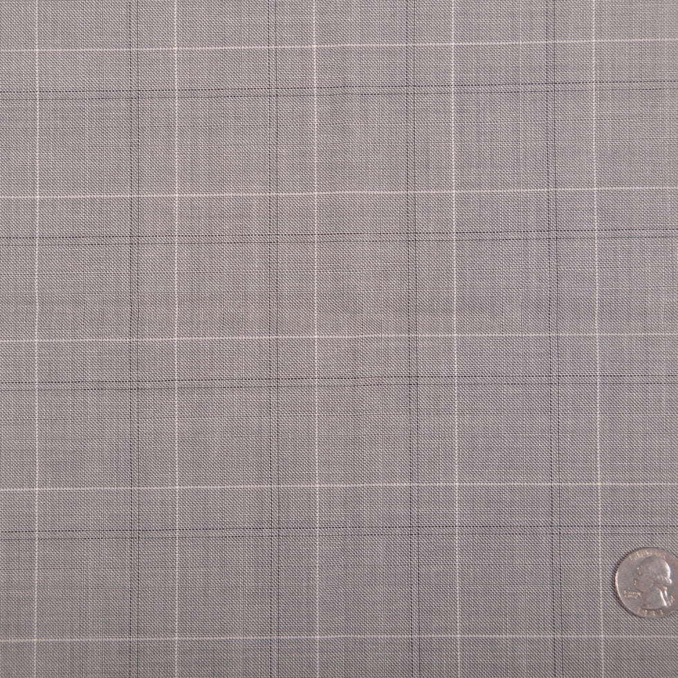 Italian Steeple Gray, White and Black Tattersall Windowpane Check Wool Dobby Suiting - Joann Fabrics