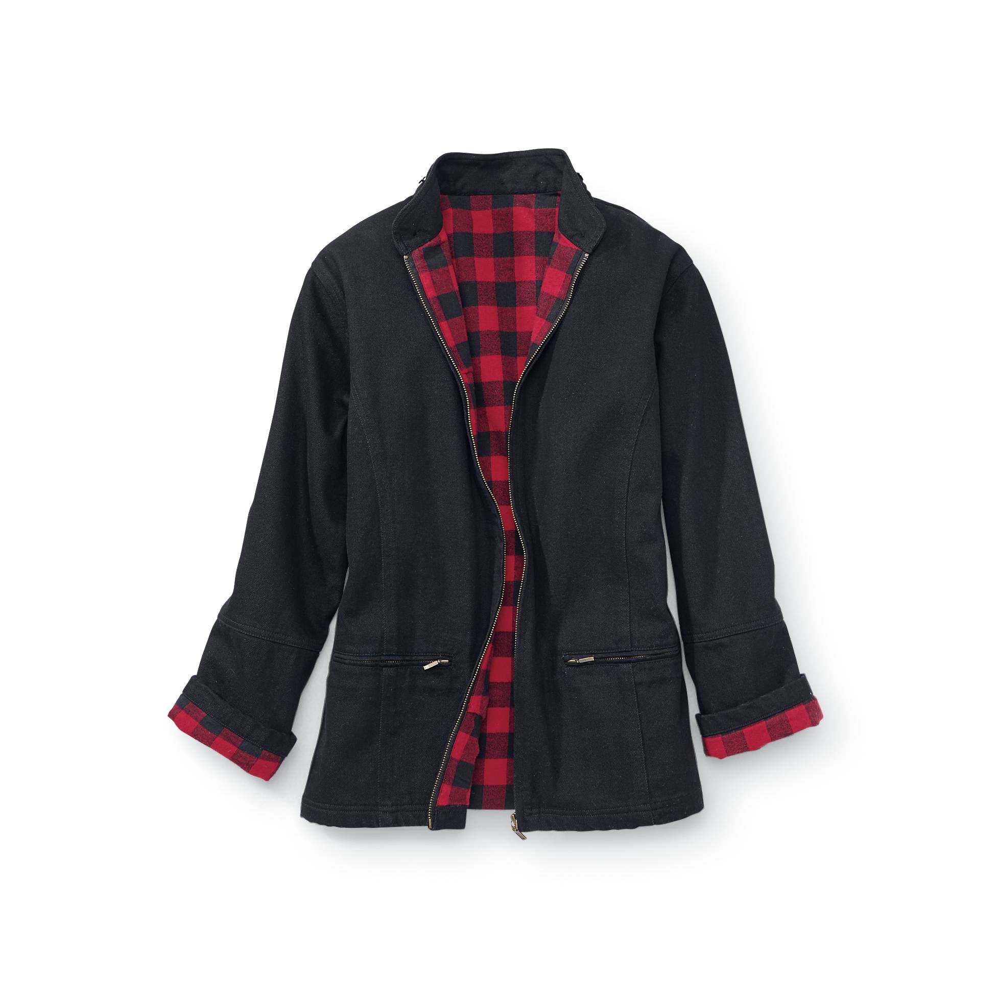 Flannel-Lined Denim Jacket, Zip Front, Detachable Hood - Northstyle Catalog