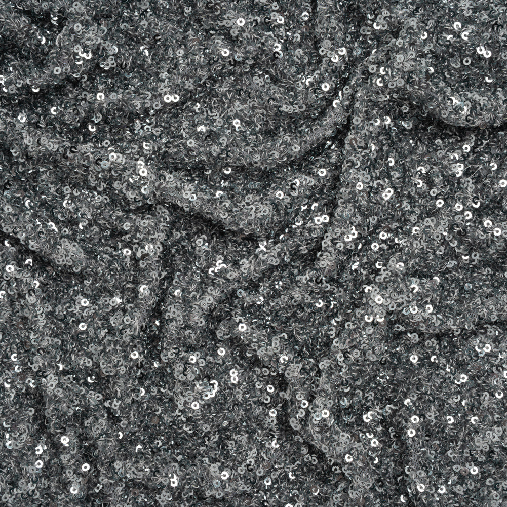 Recycled Polyester All-Over Circular Baby Sequins on Stretch Mesh - Silver - Divine Collection - Joann Fabrics