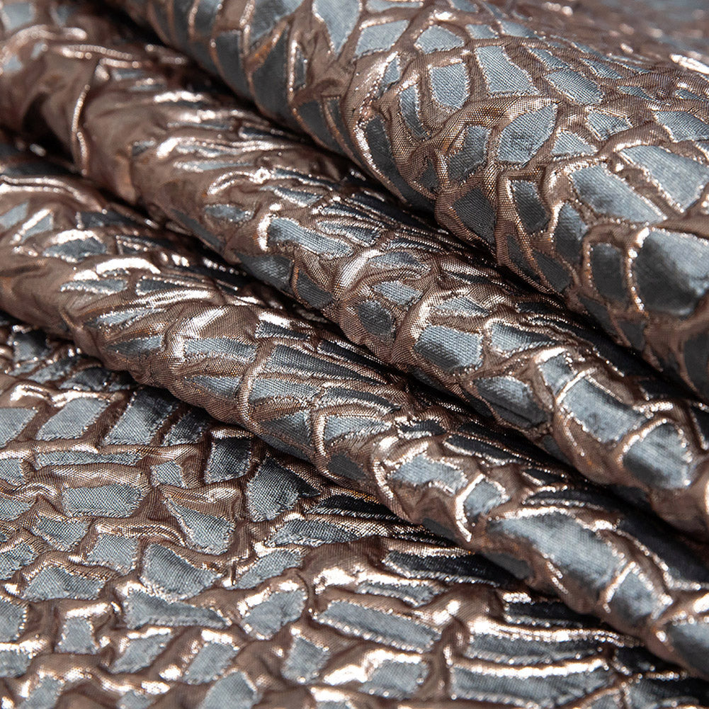 Metallic Rose Gold and Gunmetal Abstract Luxury Brocade - Joann Fabrics