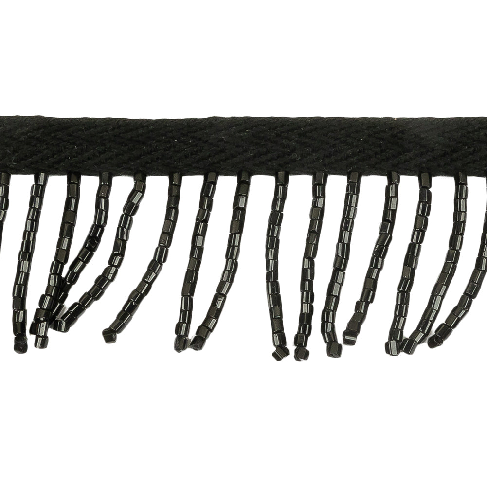 Vintage Black Chop Beaded Chainette Fringe - 1
